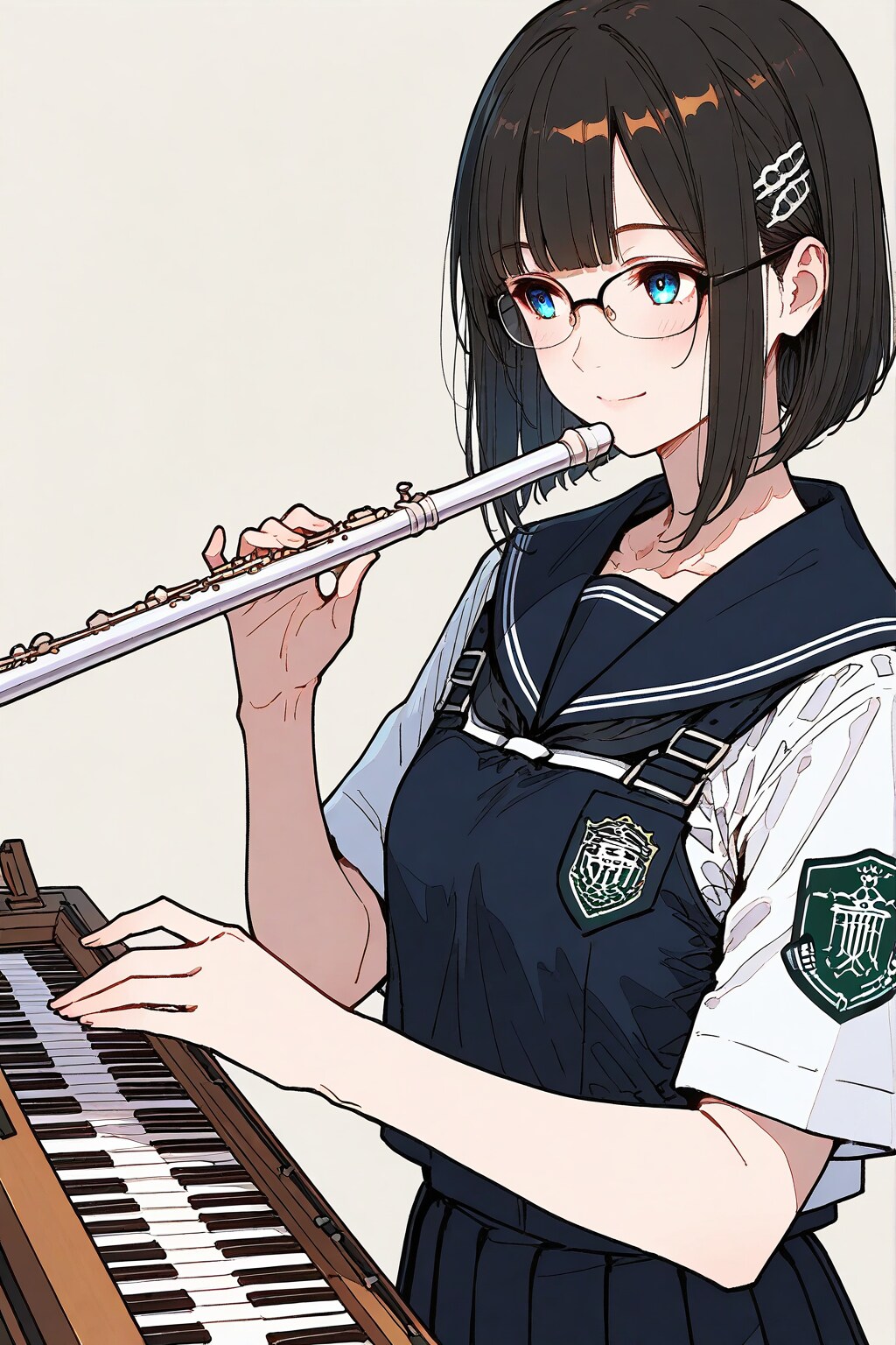 フルートを吹くメガネちゃん👓✨