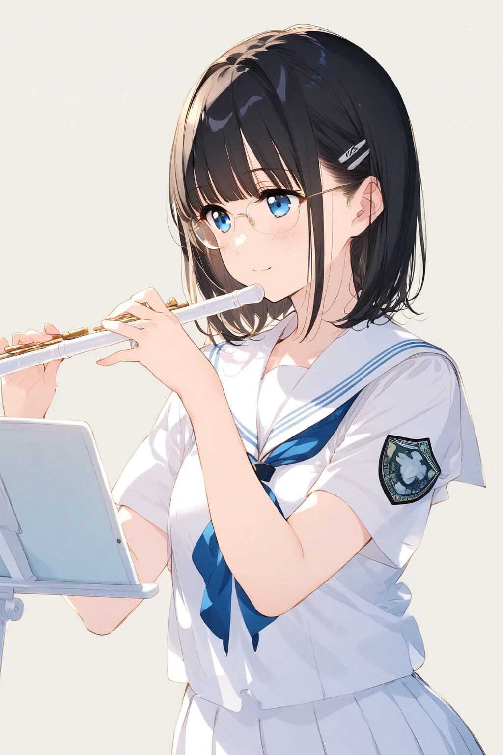 フルートを吹くメガネちゃん👓✨