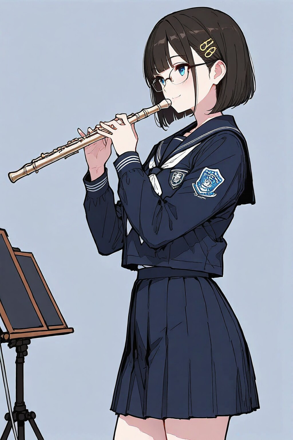 フルートを吹くメガネちゃん👓✨