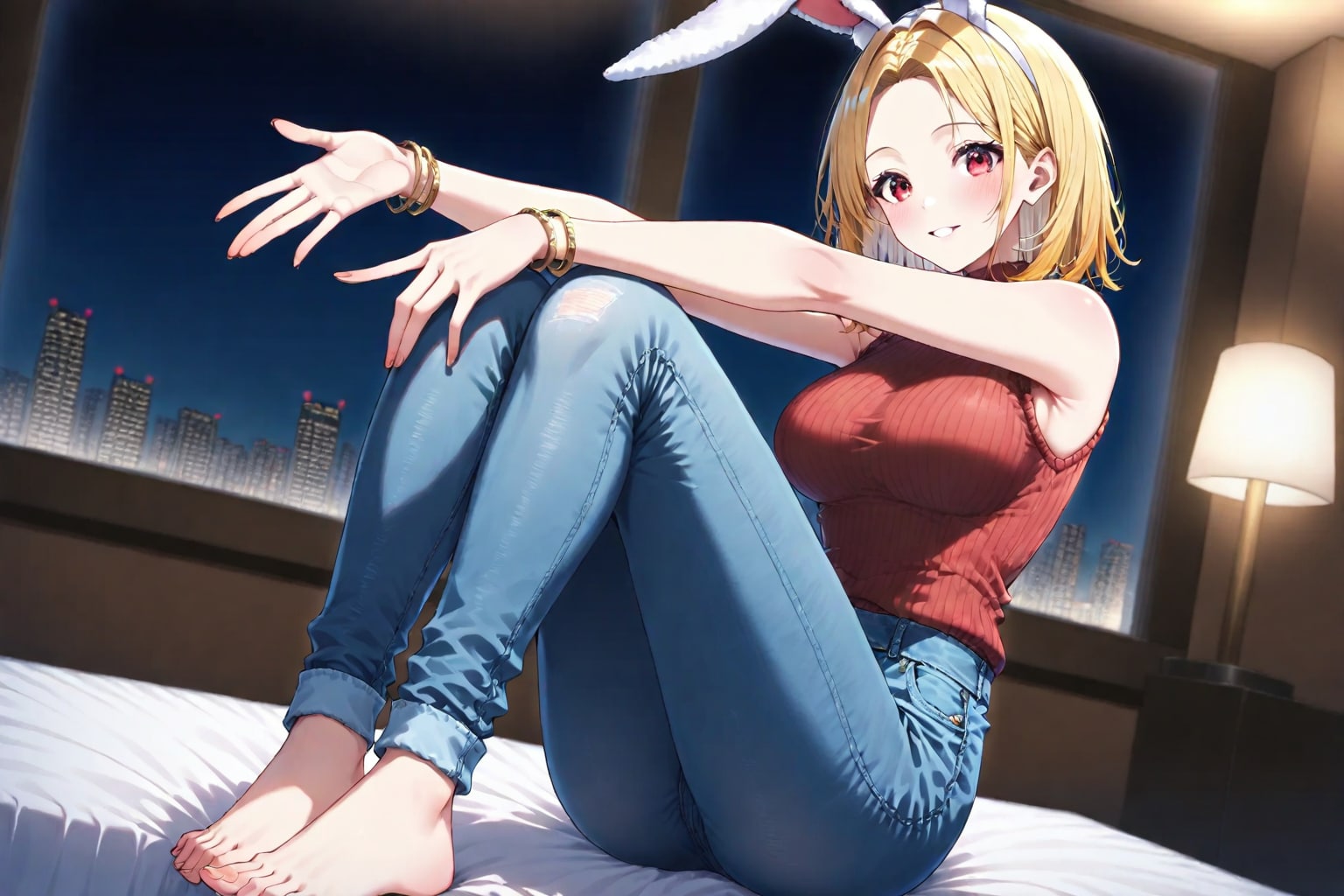 ベッドの上のミミ🐰🥕✨