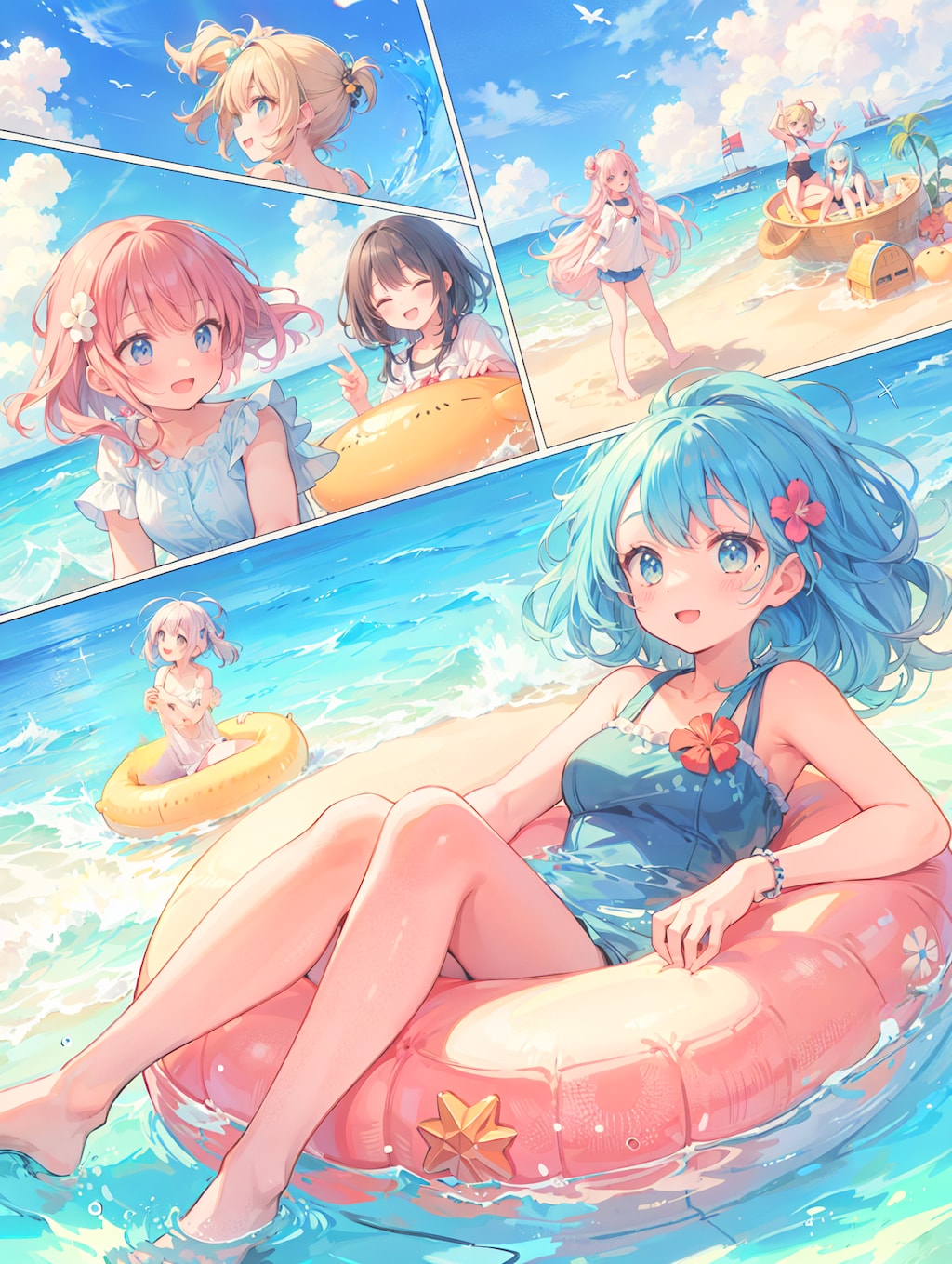 海を楽しむ少女達