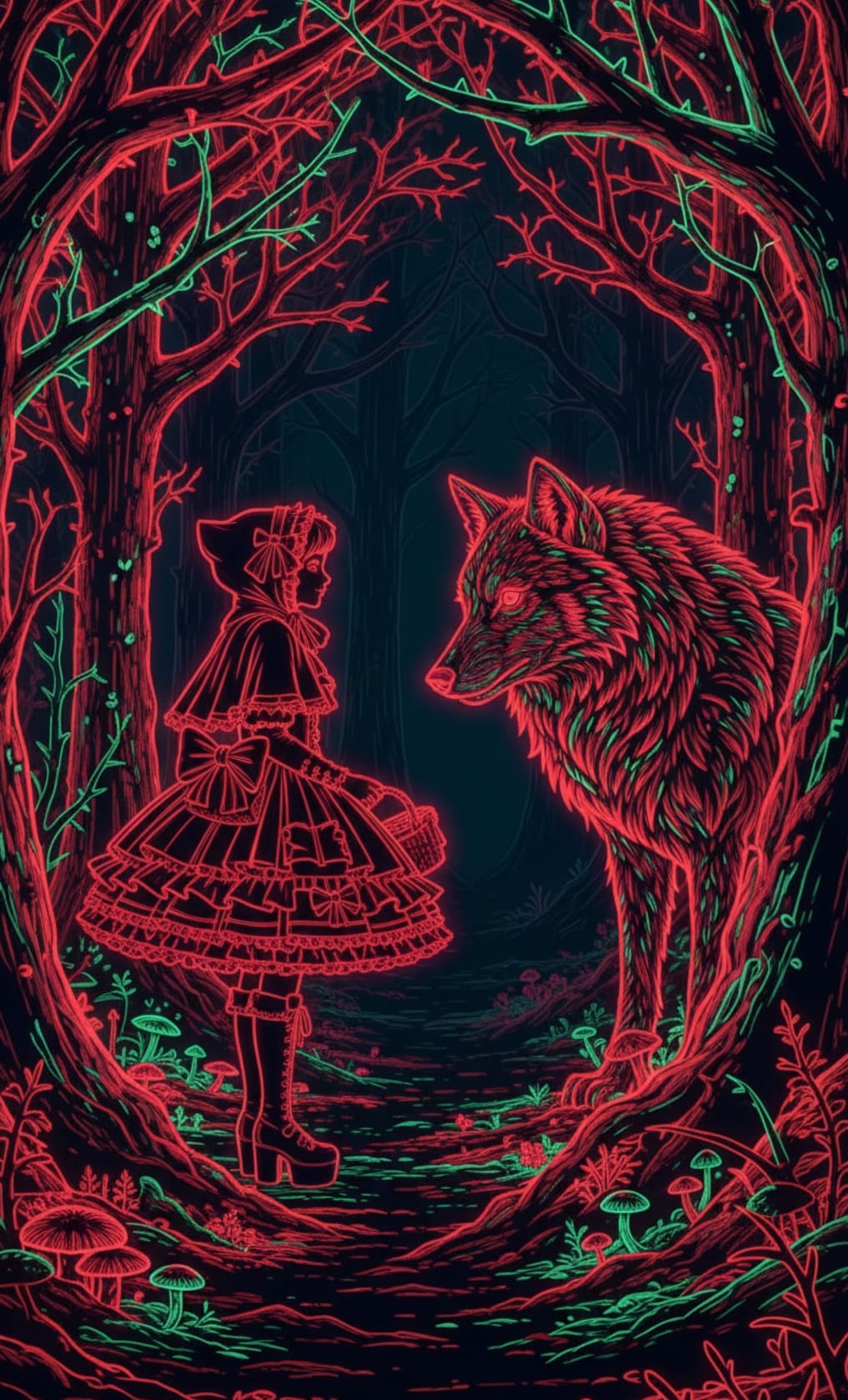 Gothic Lolita Little Red Riding Hood in Forest | の人気AIイラスト・グラビア