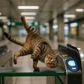 駅の改札にいる猫 4枚目