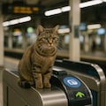 駅の改札にいる猫 3枚目