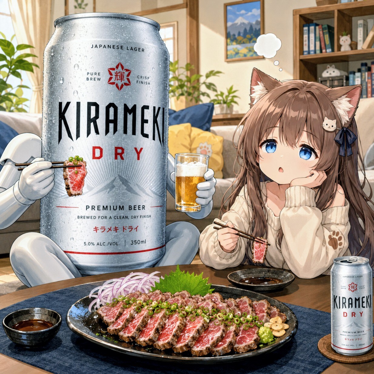 牛肉のたたきを食べる小さな女の子