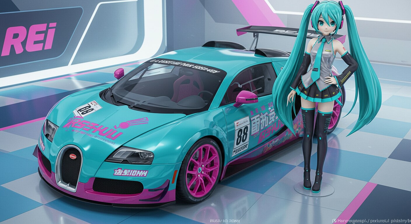初音ミクとブガッティヴェイロン | の人気AIイラスト・グラビア