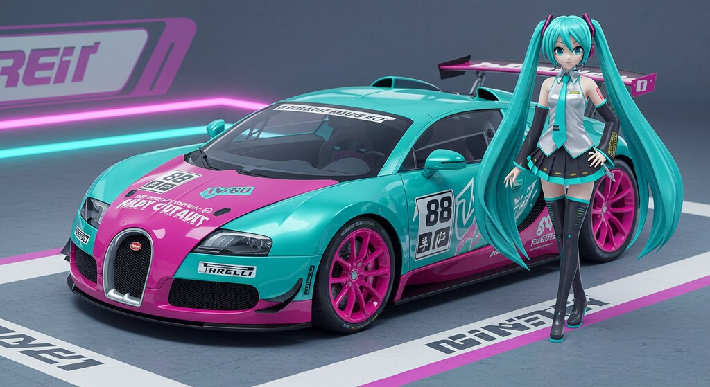 初音ミクとブガッティヴェイロン