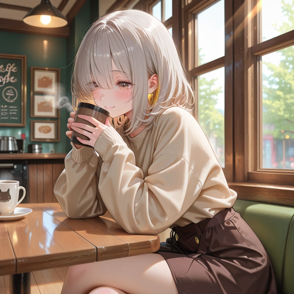 カフェでLATTEちゃん | の人気AIイラスト・グラビア