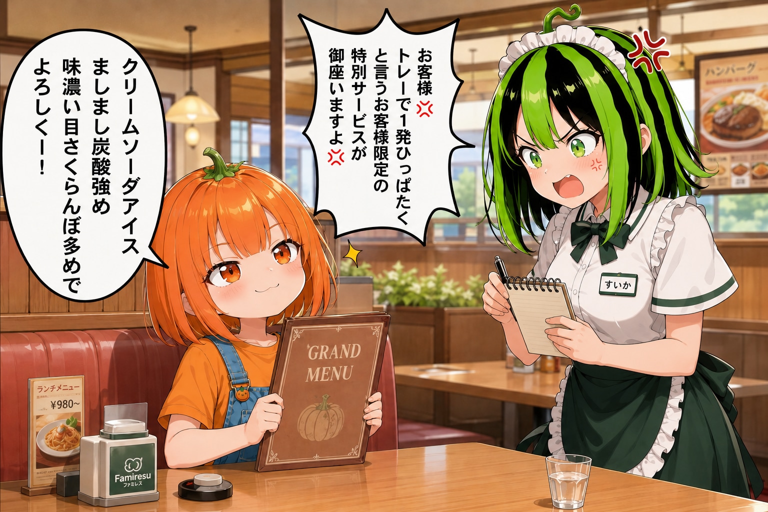 面倒くさい客とスイカちゃん | の人気AIイラスト・グラビア