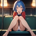 電車で誘惑する青髪ちゃん1 9枚目