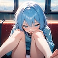 電車で誘惑する青髪ちゃん1 10枚目