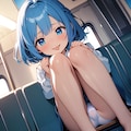 電車で誘惑する青髪ちゃん1 2枚目