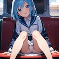 電車で誘惑する青髪ちゃん1 6枚目