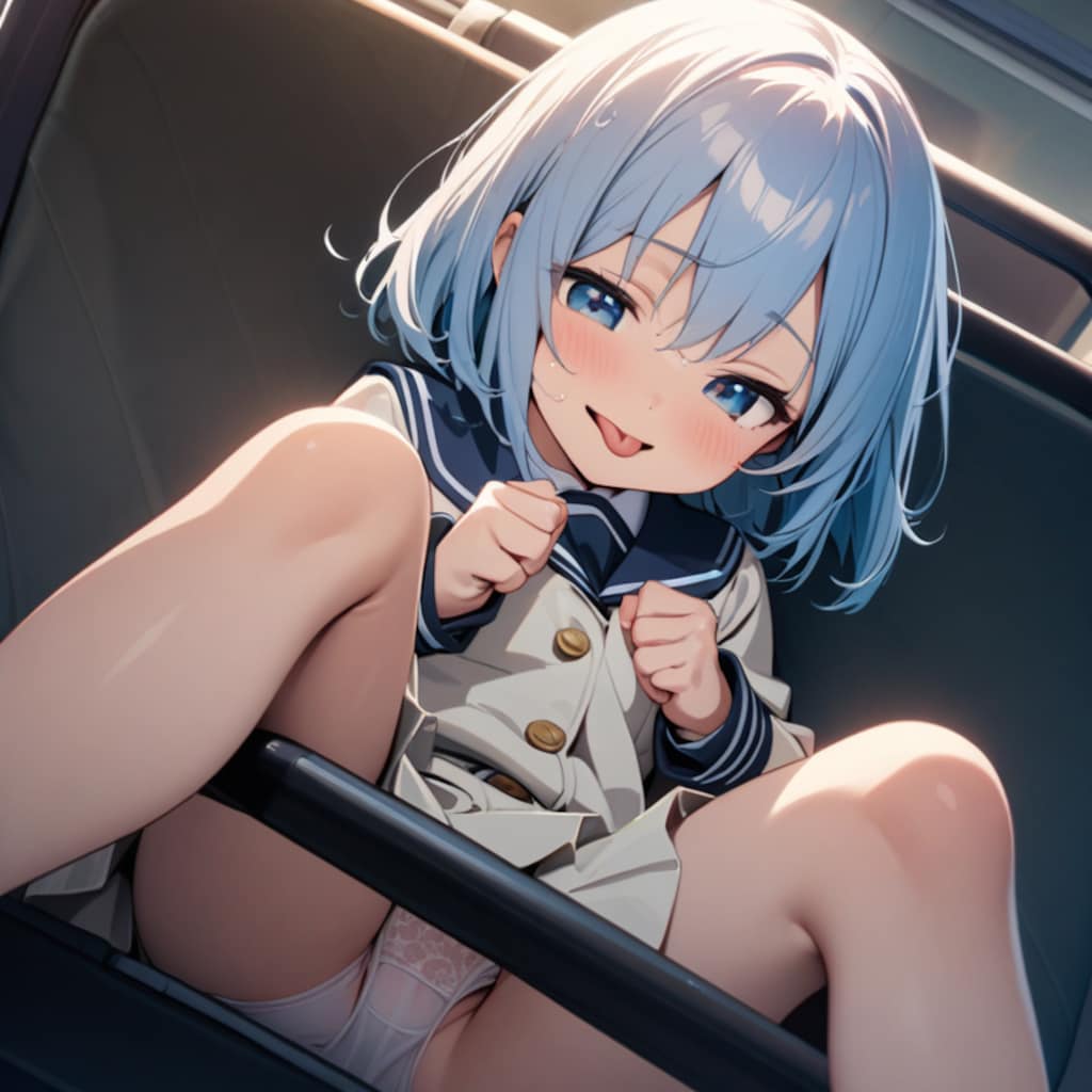 電車で誘惑する青髪ちゃん1