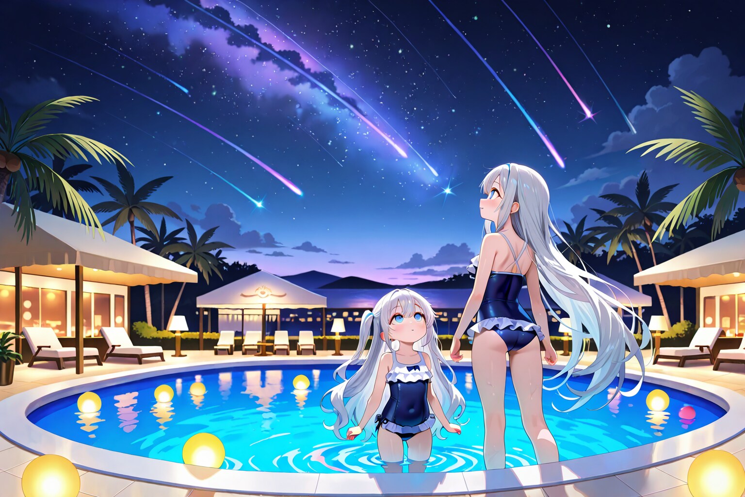 ナイトプールと流れ星