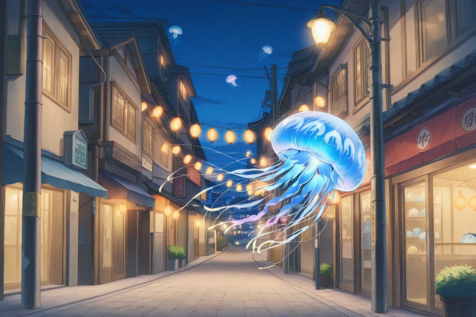夜に浮かぶ、電気クラゲと🪼 | の人気AIイラスト・グラビア