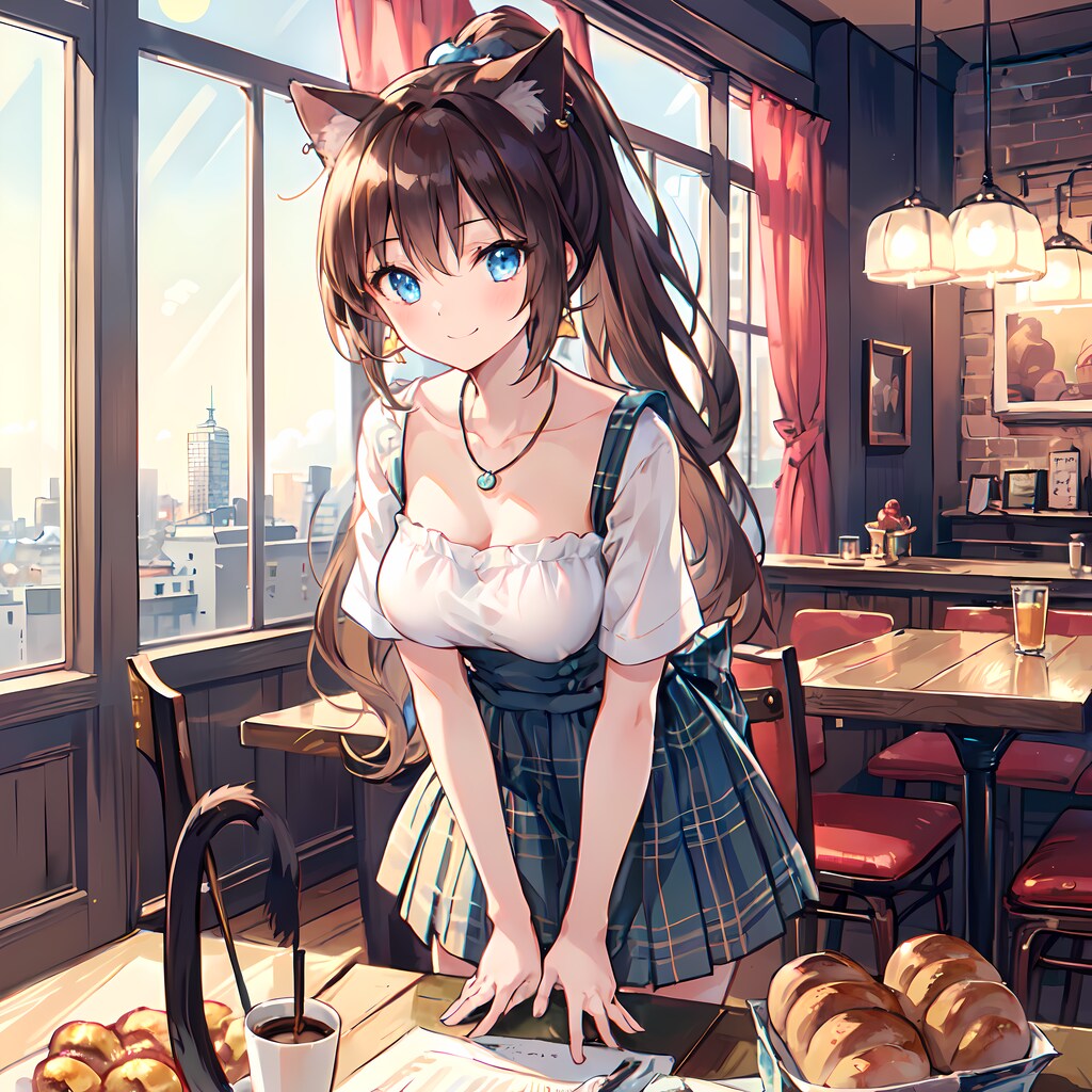 猫娘、黒猫亜依のウエイトレス♡