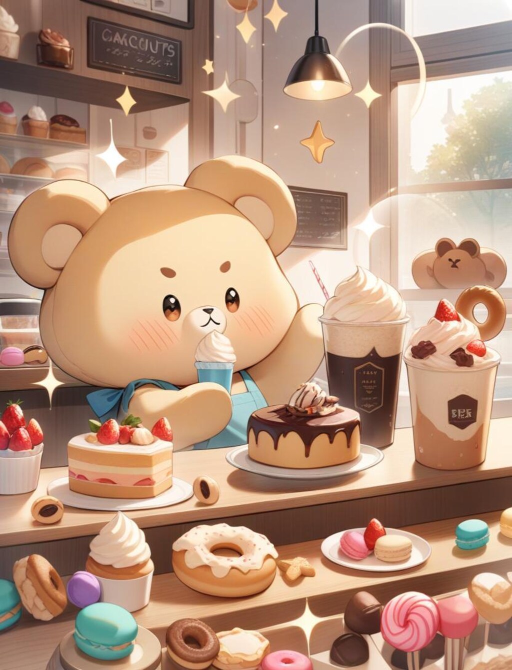ケーキ、美味しいくまぁ〜🐻