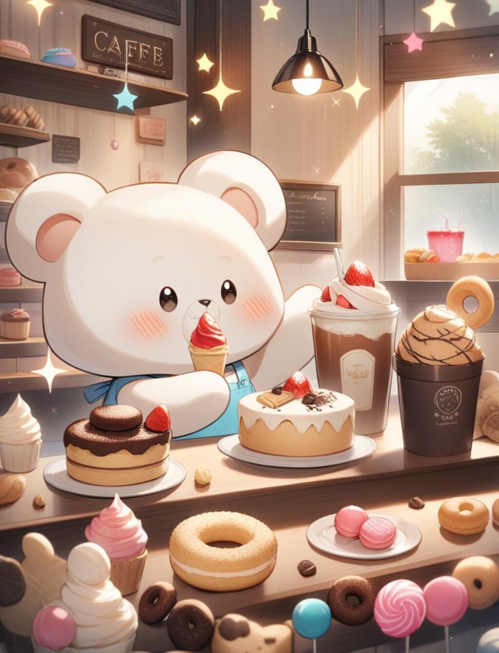 ケーキ、美味しいくまぁ〜🐻