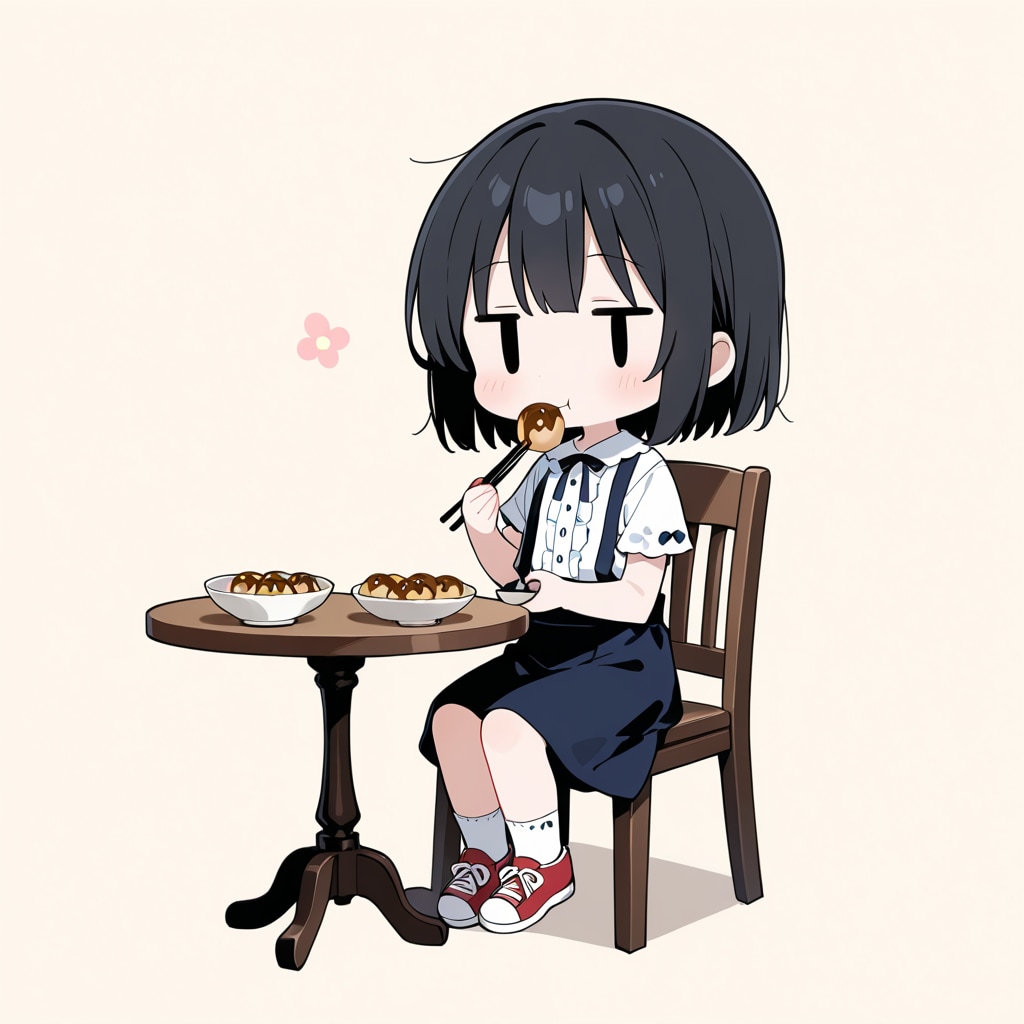 たこ焼きを食べる