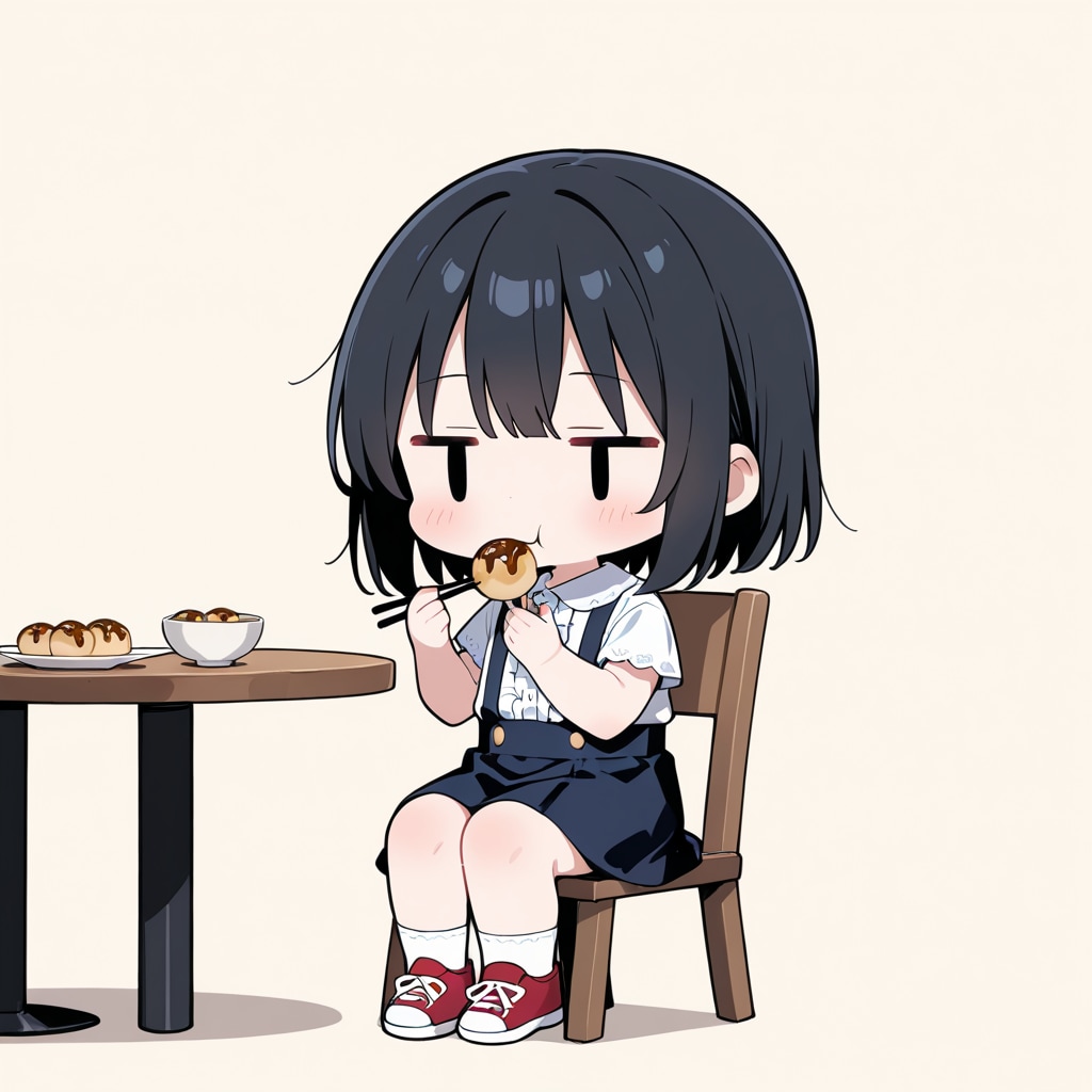 たこ焼きを食べる