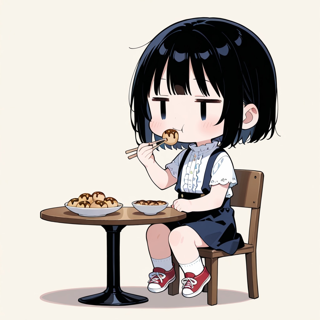 たこ焼きを食べる