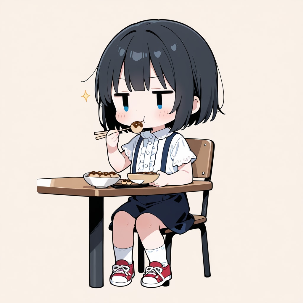 たこ焼きを食べる
