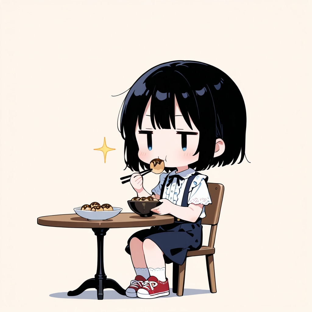 たこ焼きを食べる