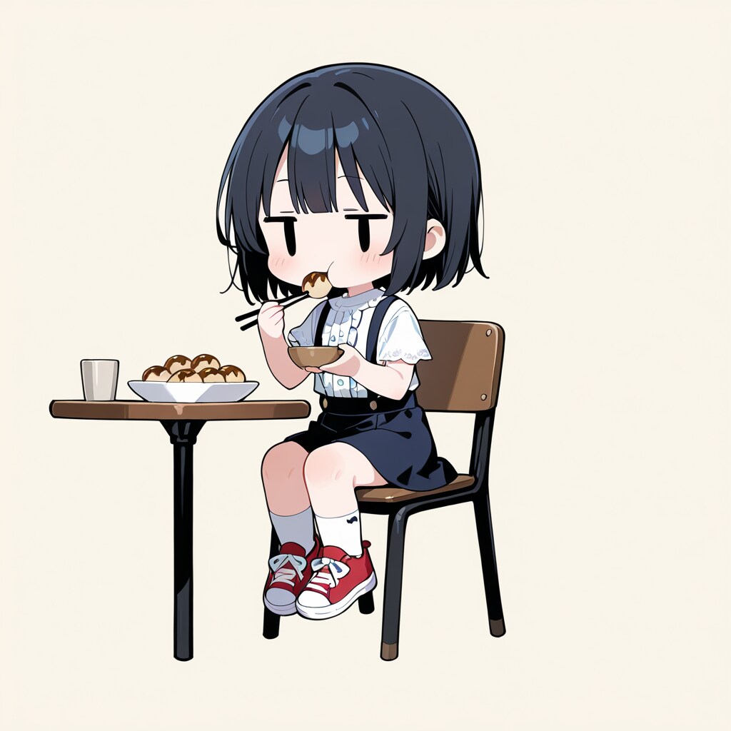 たこ焼きを食べる