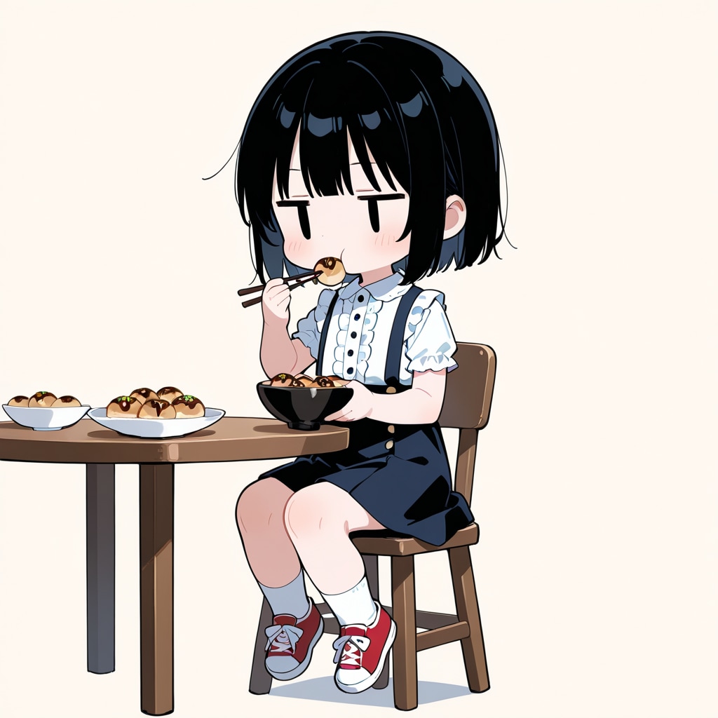 たこ焼きを食べる