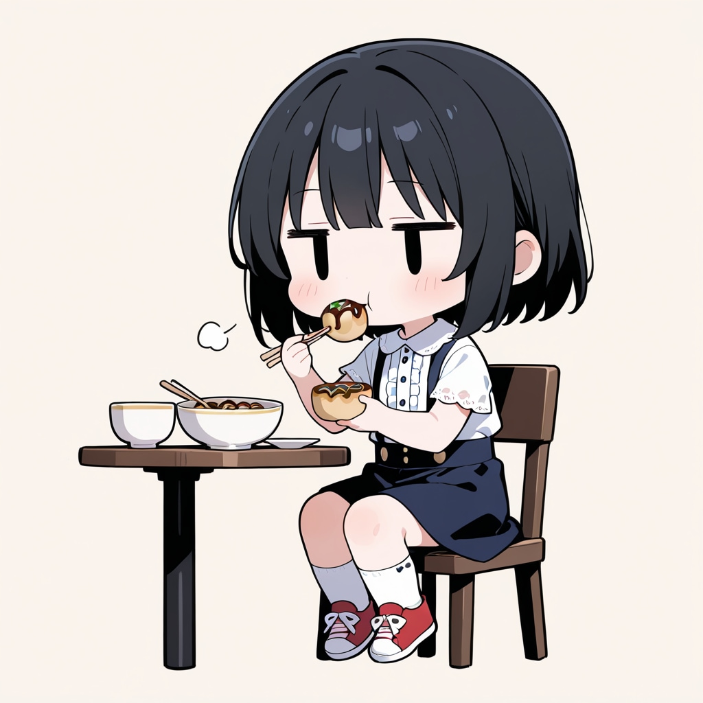 たこ焼きを食べる