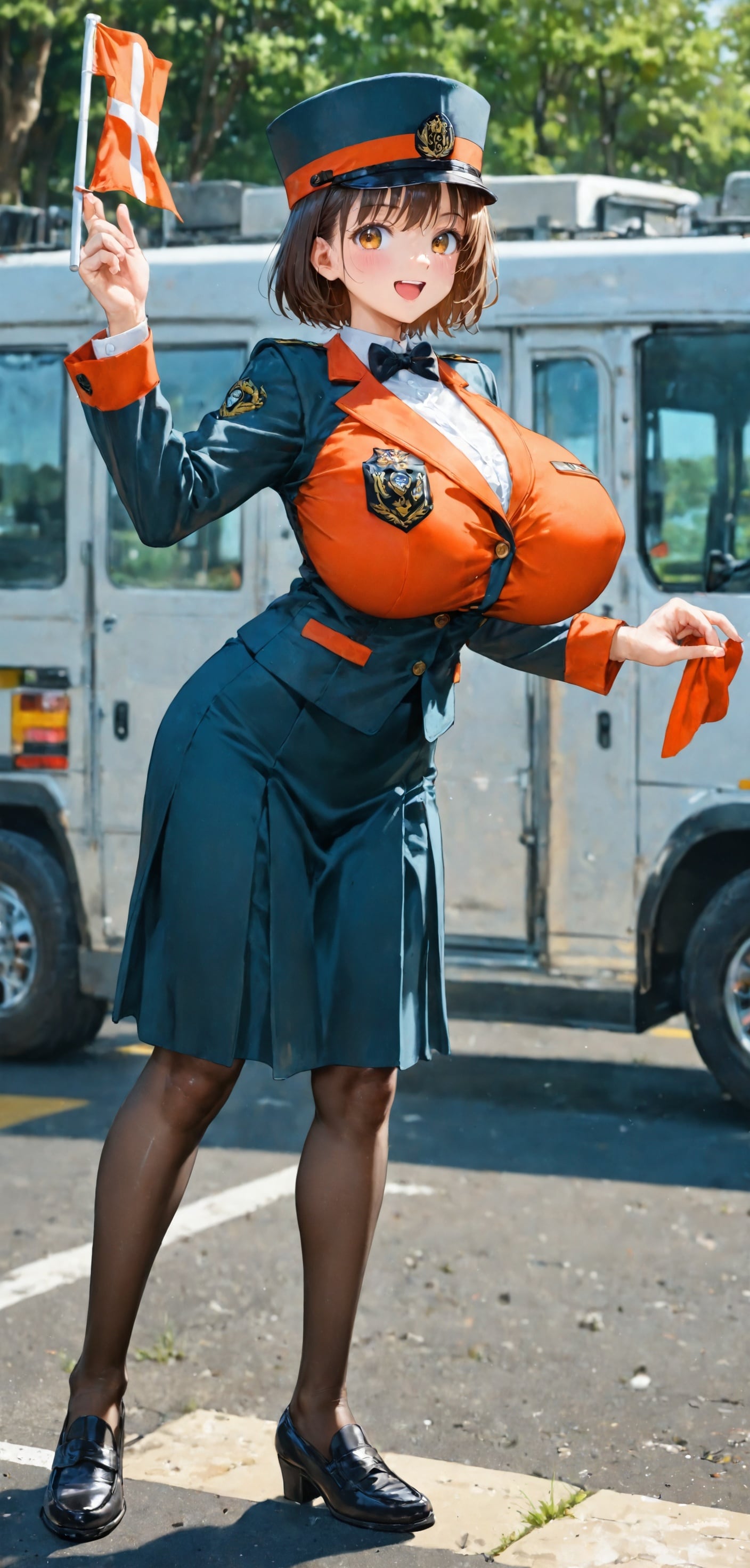 赤色部分が目印のバスガイドさん | の人気AIイラスト・グラビア