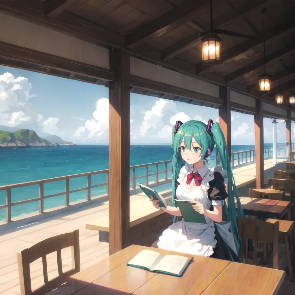 レストランで宿題をこなす