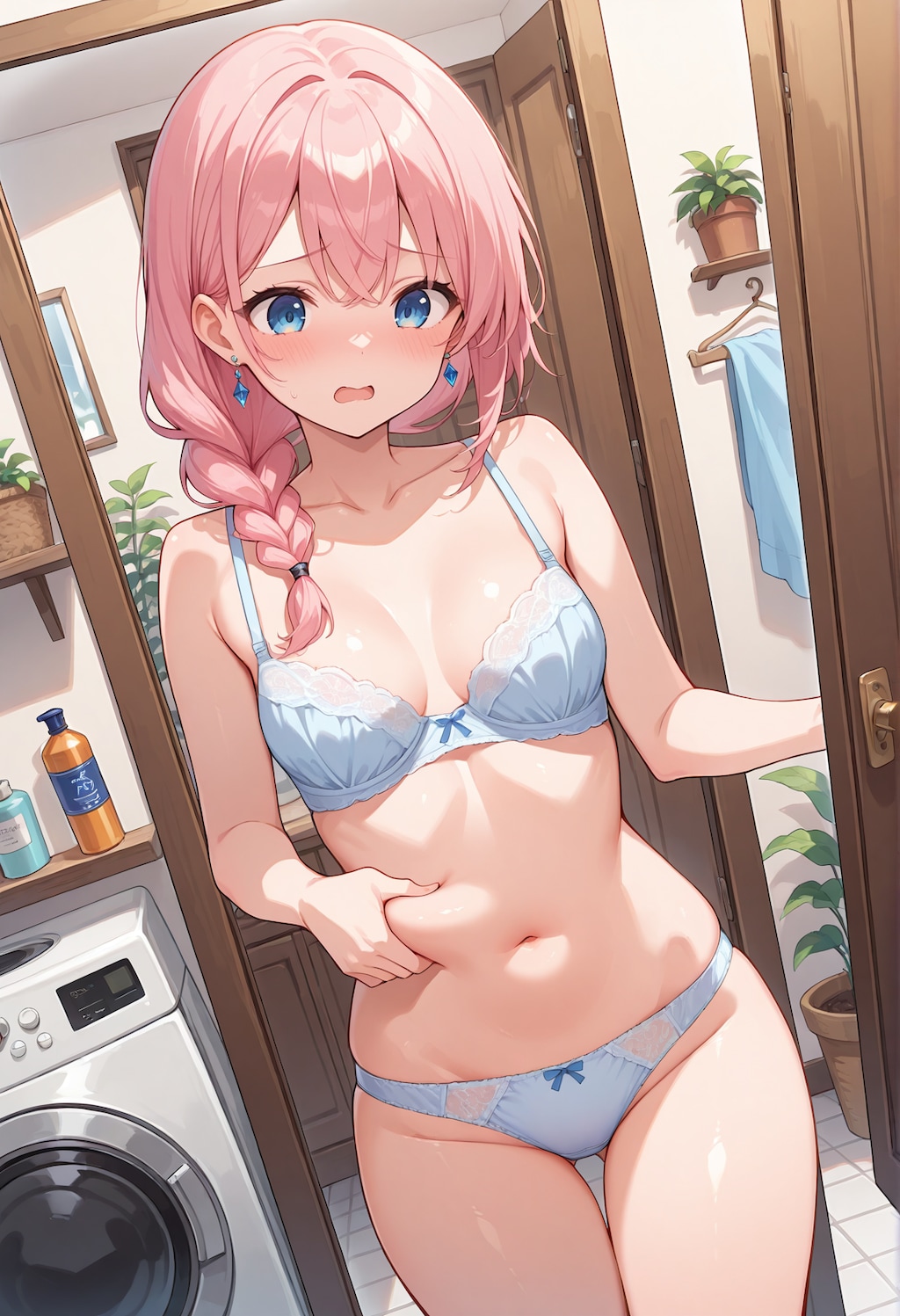 【illustrious・Lora紹介】お腹の脂肪をつまむ