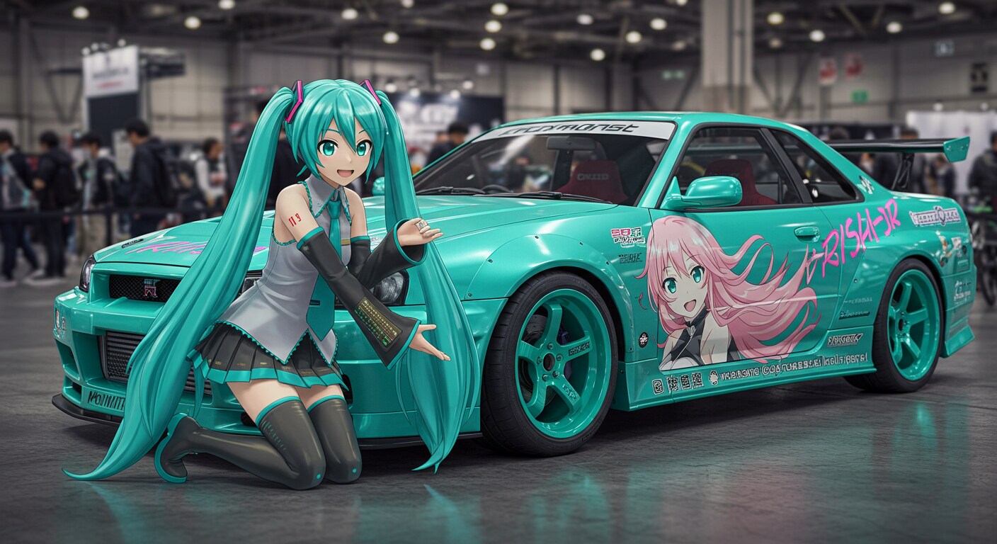 R34GT-R痛車と初音ミク | の人気AIイラスト・グラビア