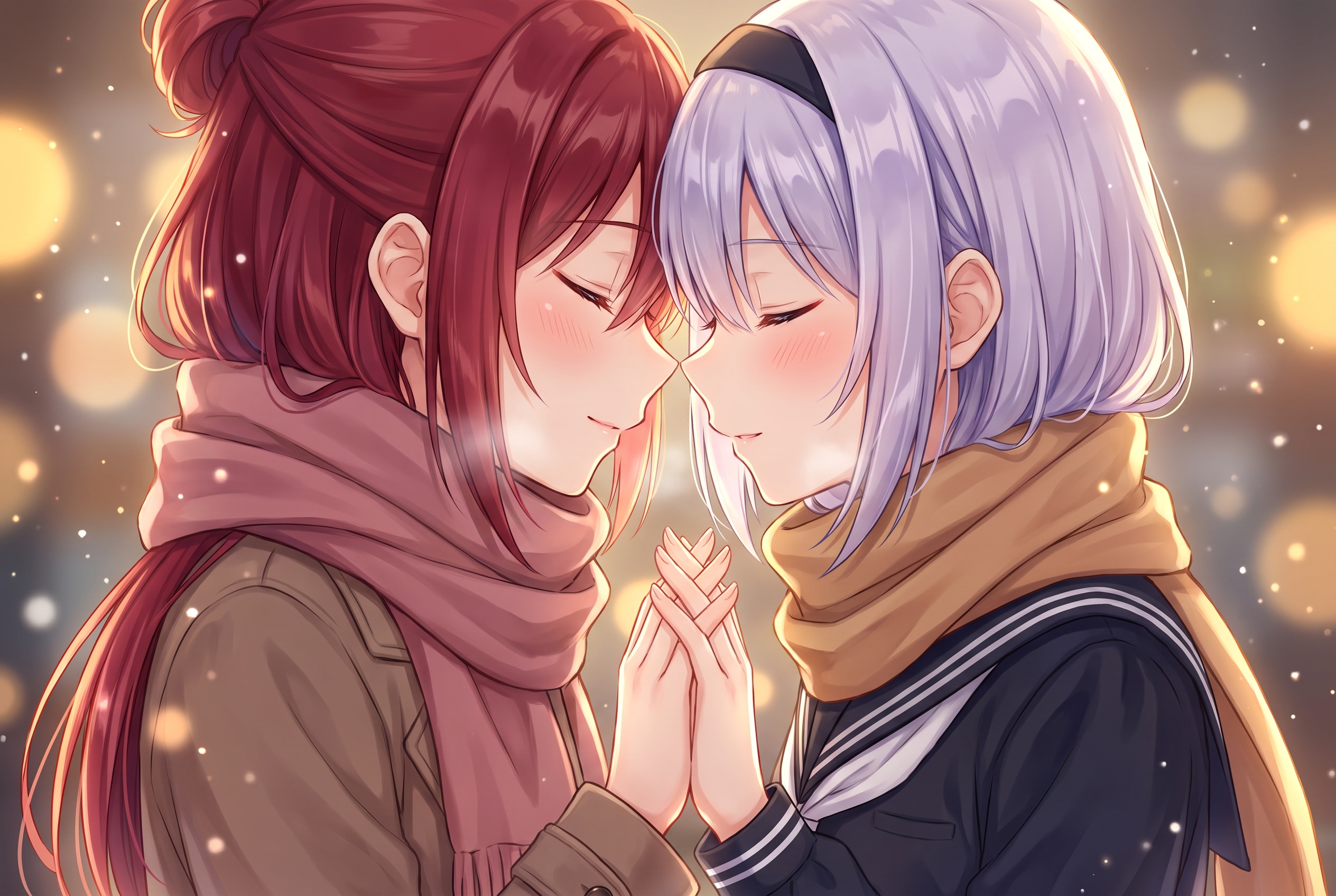 紅銀相依の雪灯