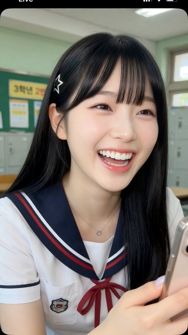 韓国JKのたくし上げパンチラ