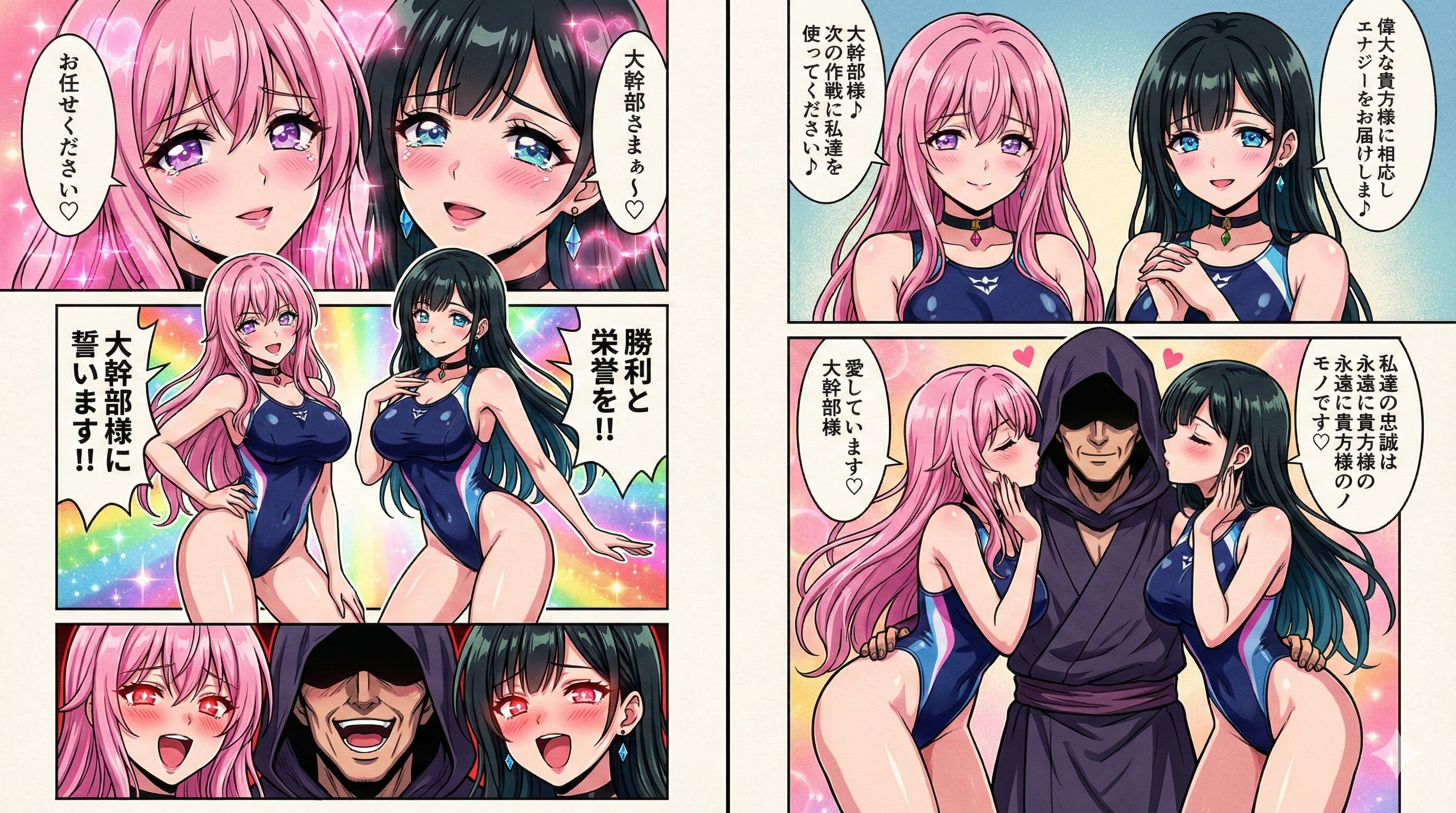 私（おっさん）の願望漫画♪悪の大幹部になれば無条件？で悪の美少女達（女戦闘員、女怪人、女幹部）に敬愛される日々😍