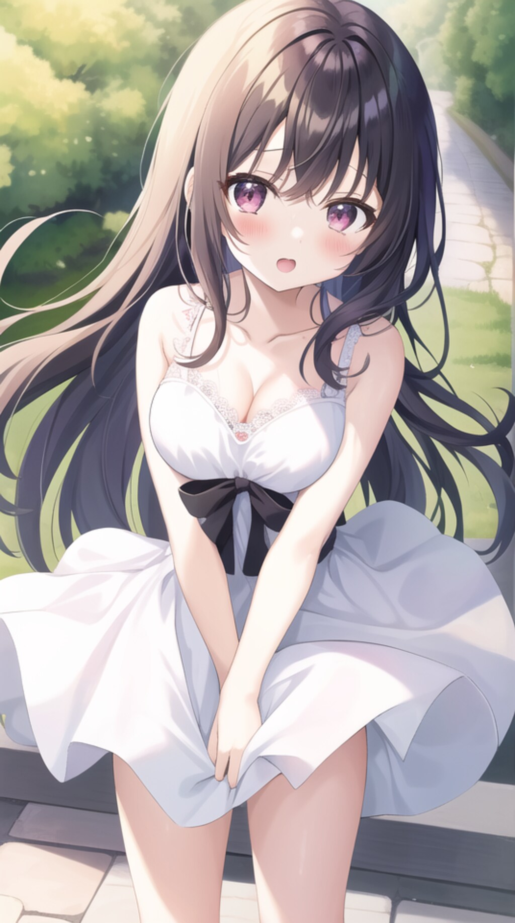 [LoRAtest]スカートを押さえる