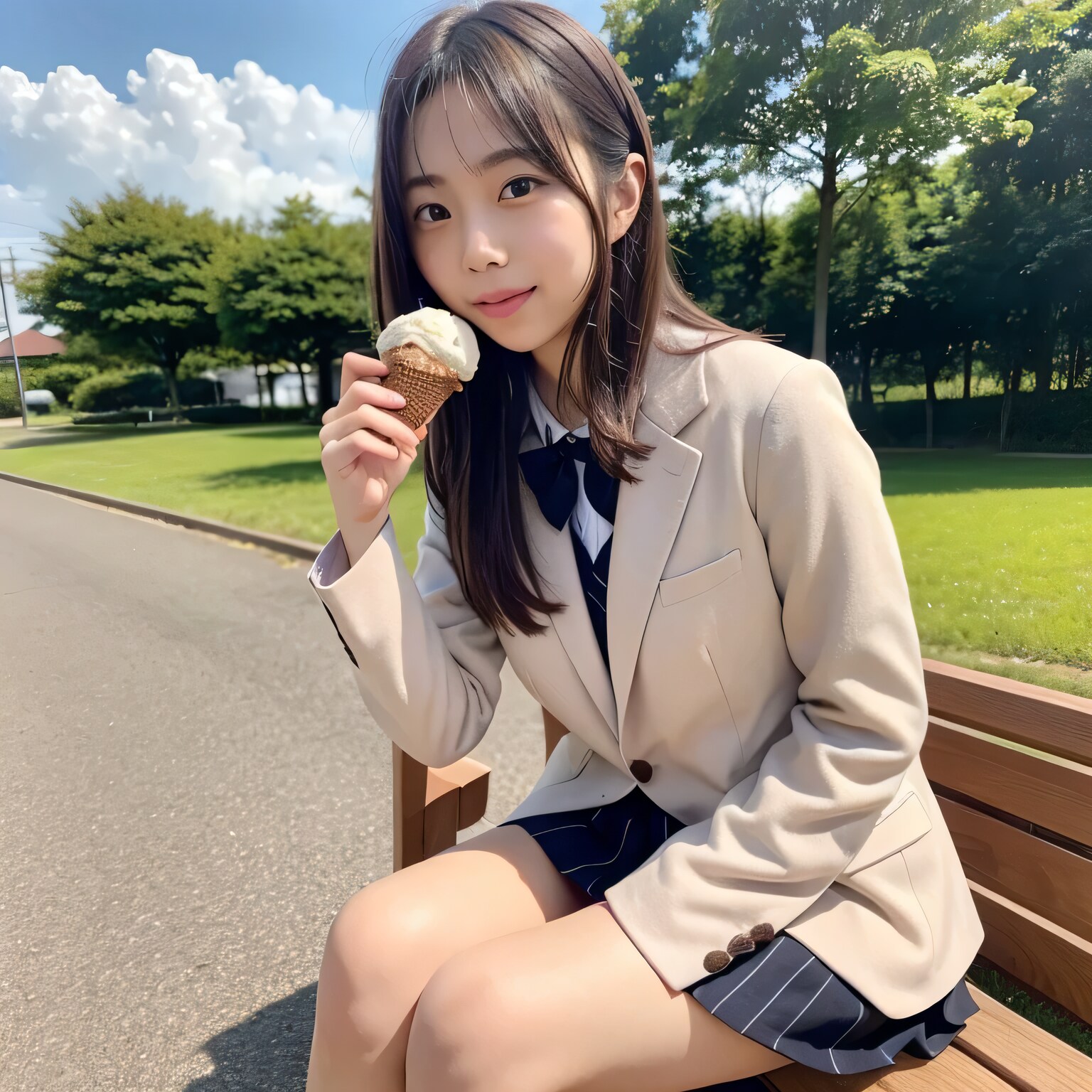 黒髪ロングでブレザーの美女３５ | の人気AIイラスト・グラビア