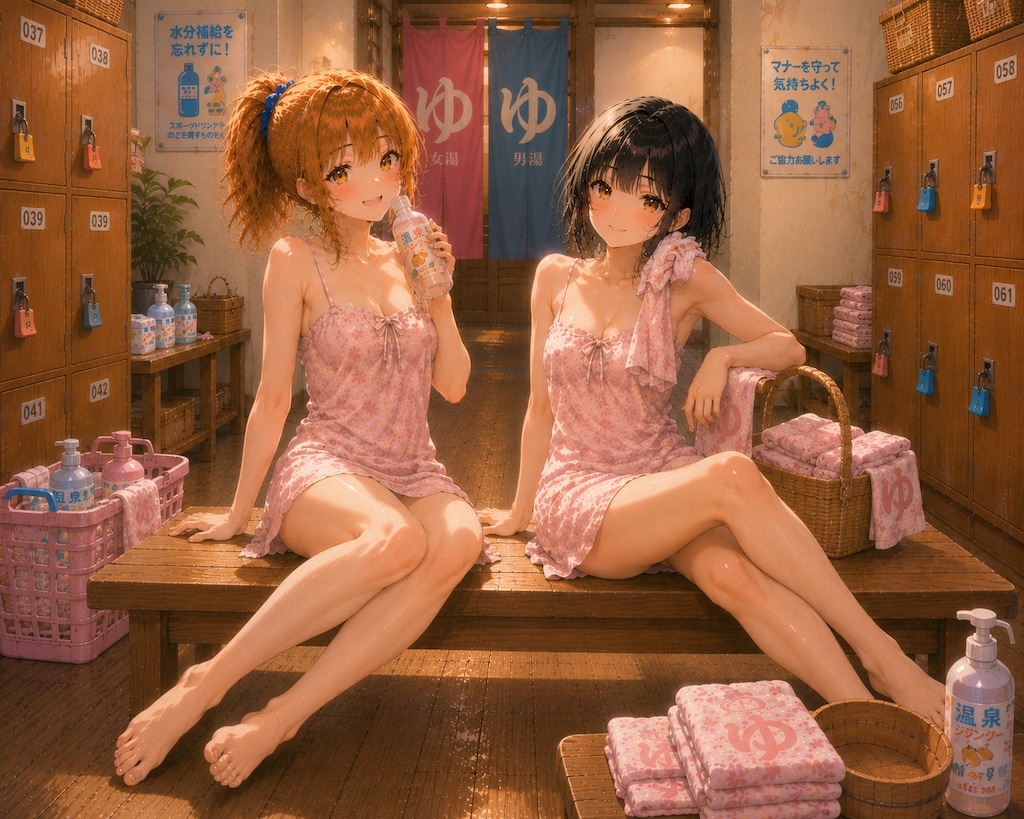 楓ちゃんと雫ちゃん　休日の運動後の銭湯　6