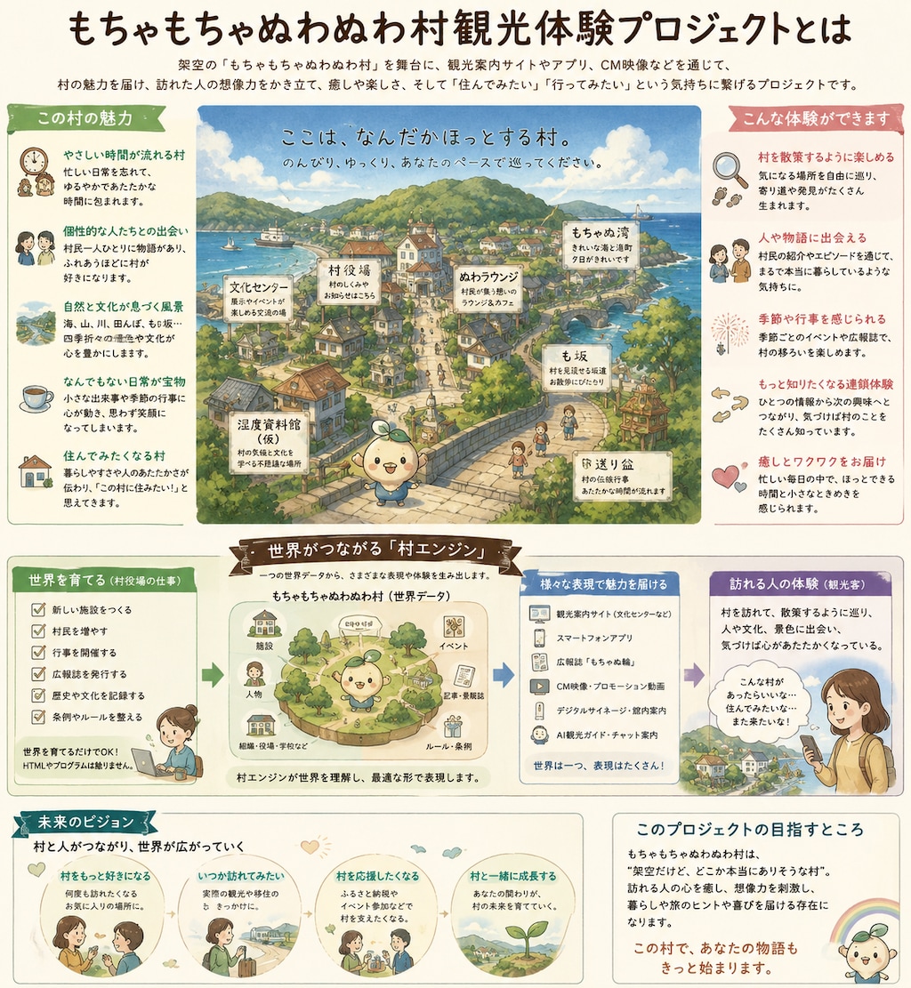 もちゃもちゃぬわぬわ村観光体験プロジェクトなんてものになってきました