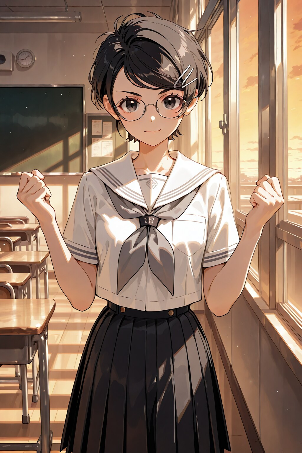 眼鏡×公立ダサ制服女子５８ | の人気AIイラスト・グラビア