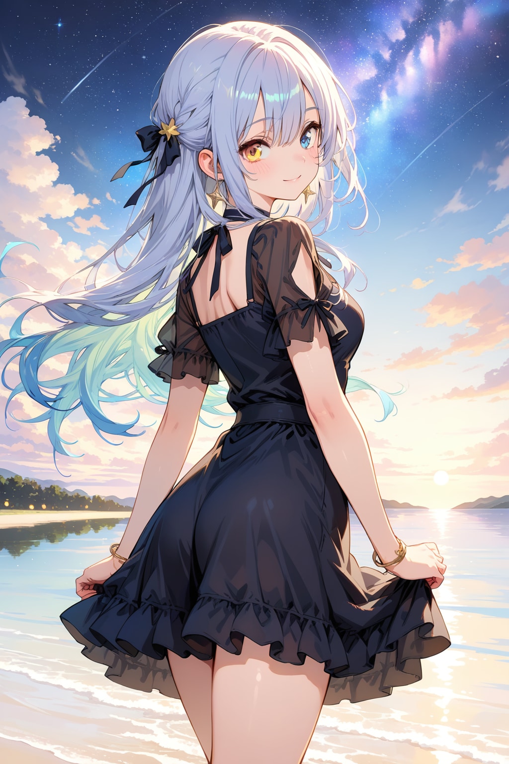 水辺で君が振り向いて