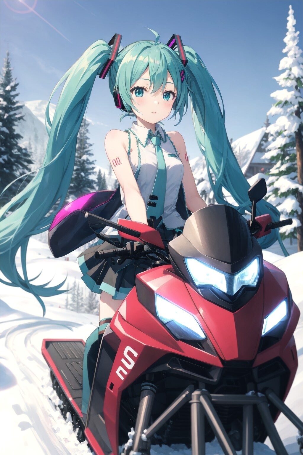 ❄️初音ミクさん、スノーモービルに乗る