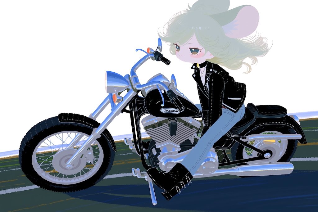 バイクとねず耳ちゃん