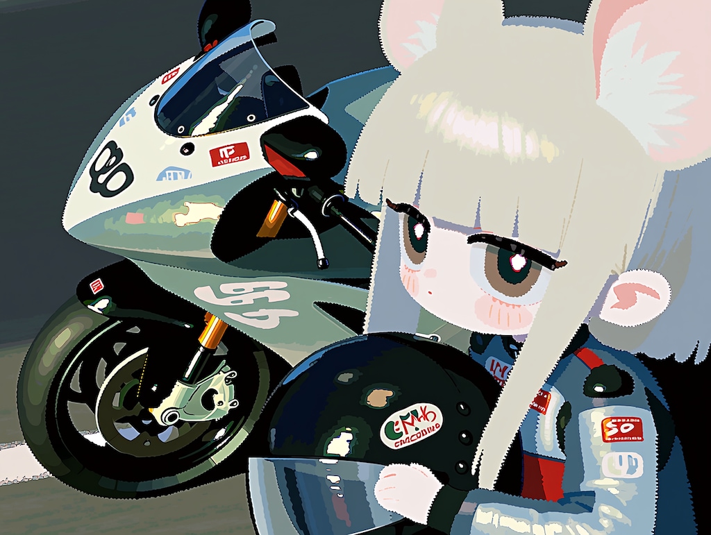 バイクとねず耳ちゃん