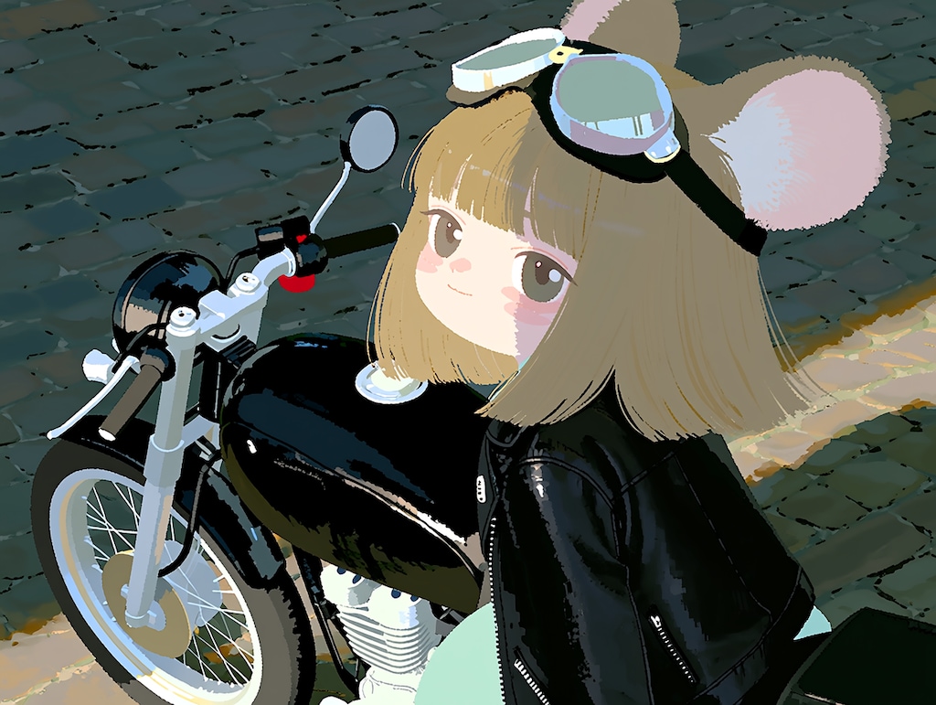 バイクとねず耳ちゃん