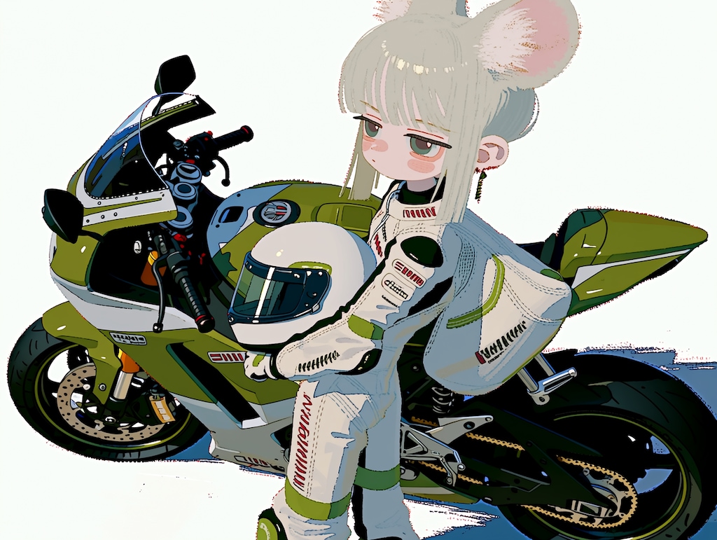 バイクとねず耳ちゃん
