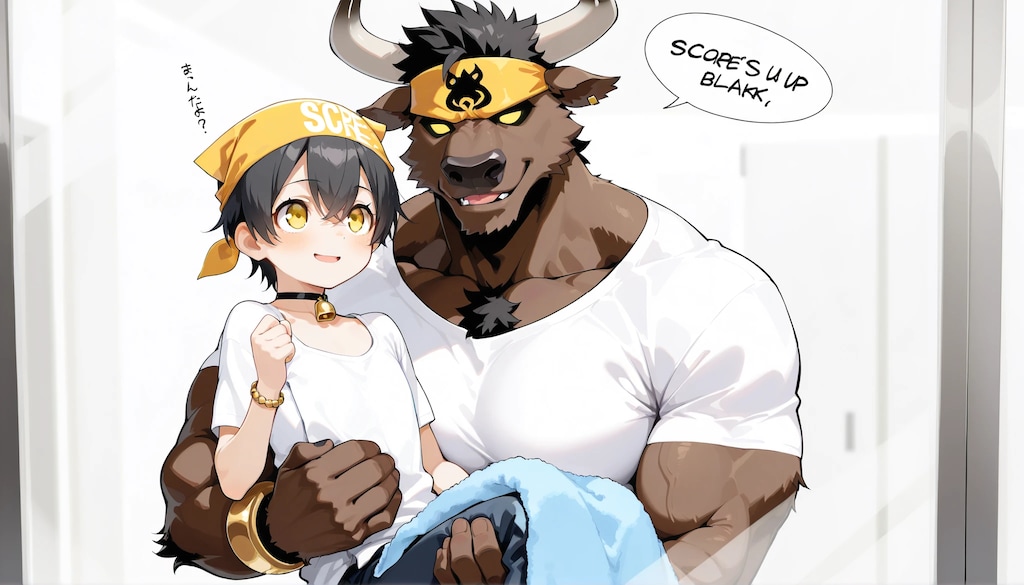 ミノタウロスさんにお姫様抱っこされる男の子